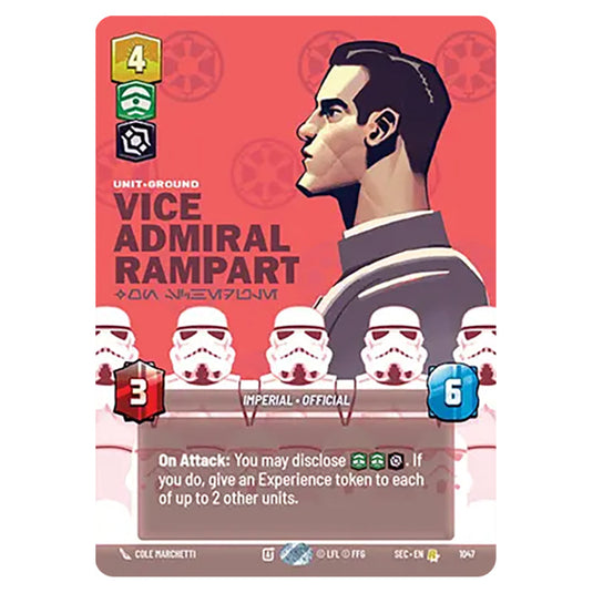 Vice Admiral Rampart On Schedule card from the Star Wars Unlimited Set Secrets of Power