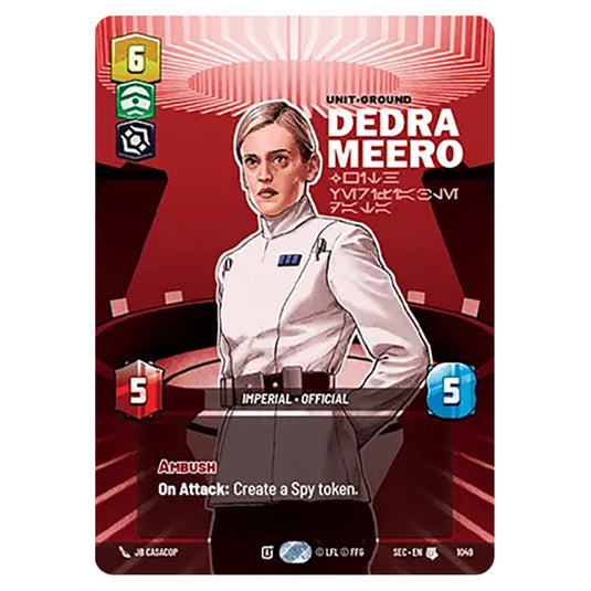 Dedra Meero With Verifiable Data card from the Star Wars Unlimited Set Secrets of Power