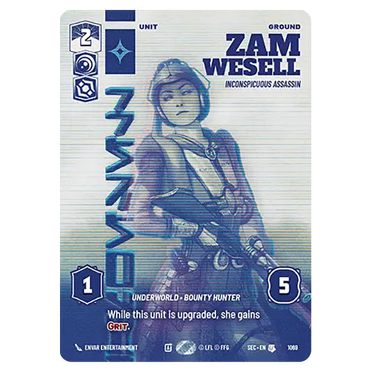 Zam Wesell Inconspicuous Assassin card from the Star Wars Unlimited Set Secrets of Power