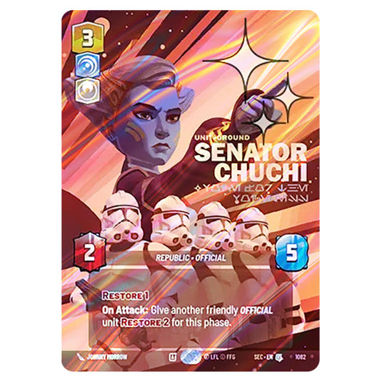 Senator Chuchi Voice for the Voiceless card from the Star Wars Unlimited Set Secrets of Power