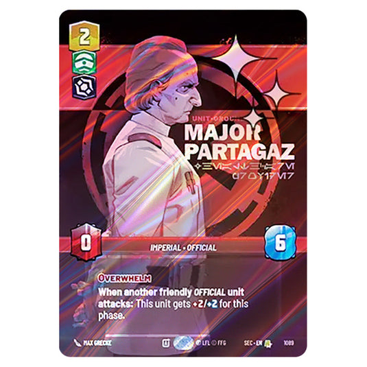 Major Partagaz Healthcare Provider card from the Star Wars Unlimited Set Secrets of Power