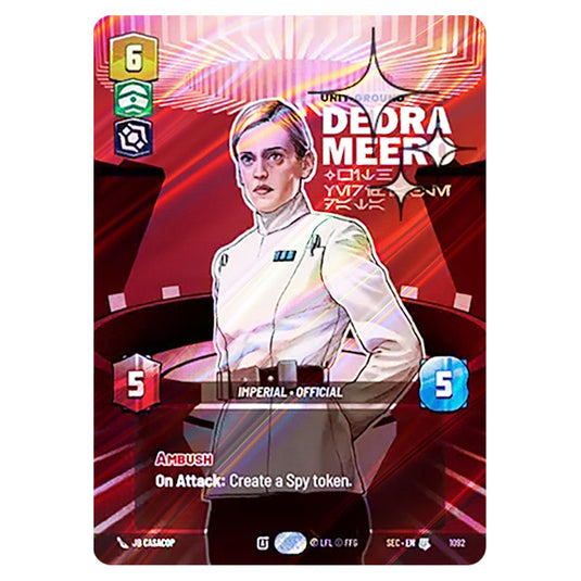 Dedra Meero With Verifiable Data card from the Star Wars Unlimited Set Secrets of Power