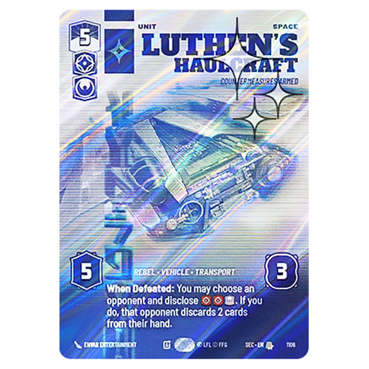 Luthen's Haulcraft Countermeasures Armed card from the Star Wars Unlimited Set Secrets of Power