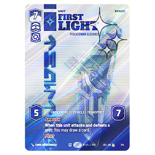 First Light Threatening Elegance card from the Star Wars Unlimited Set Secrets of Power