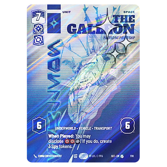 The Galleon Marauding Pirate Ship card from the Star Wars Unlimited Set Secrets of Power