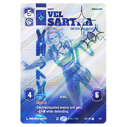 Vel Sartha One Path, One Choice card from the Star Wars Unlimited Set Secrets of Power