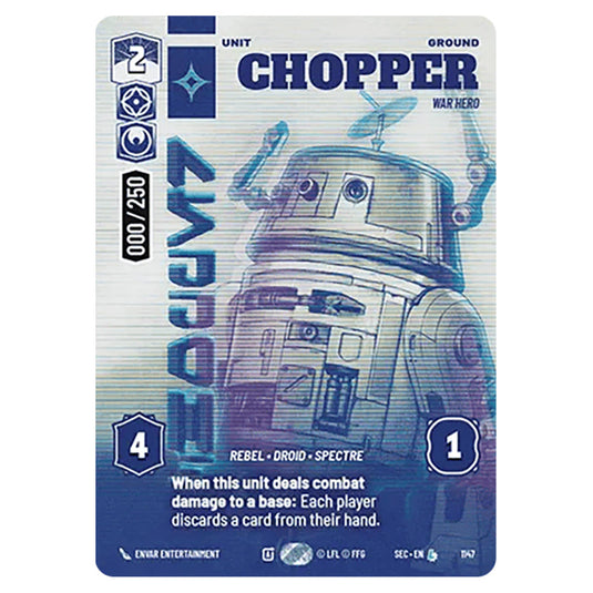 Chopper War Hero card from the Star Wars Unlimited Set Secrets of Power