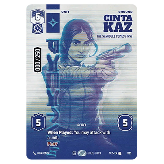 Cinta Kaz The Struggle Comes First card from the Star Wars Unlimited Set Secrets of Power