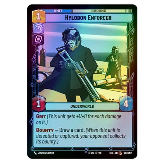 Hylobon Enforcer 27/262 card from the Star Wars Unlimited set Shadows of the Galaxy