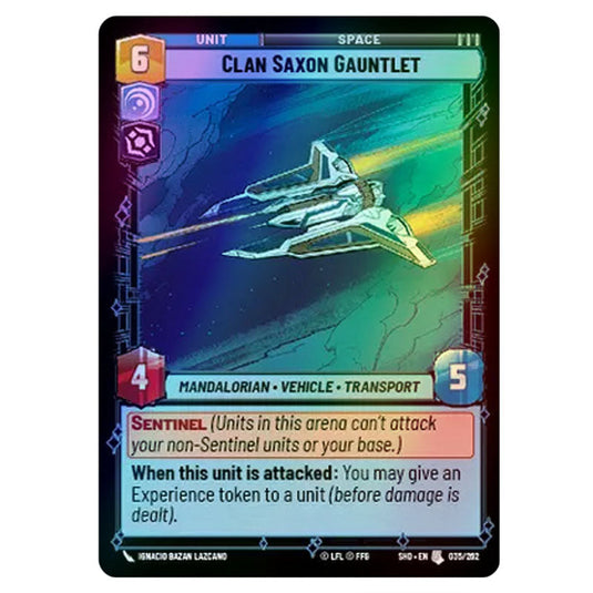 Clan Saxon Gauntlet 35/262 card from the Star Wars Unlimited set Shadows of the Galaxy