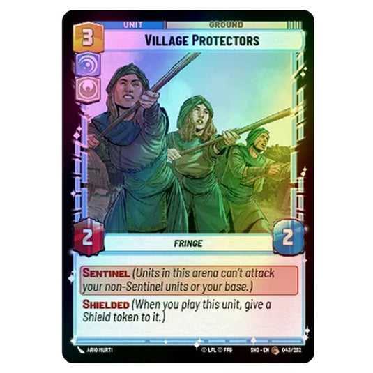 Village Protectors 43/262 card from the Star Wars Unlimited set Shadows of the Galaxy