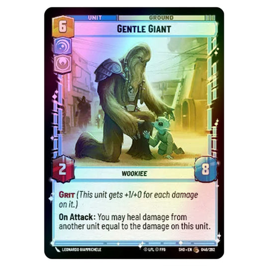 Gentle Giant 48/262 card from the Star Wars Unlimited set Shadows of the Galaxy