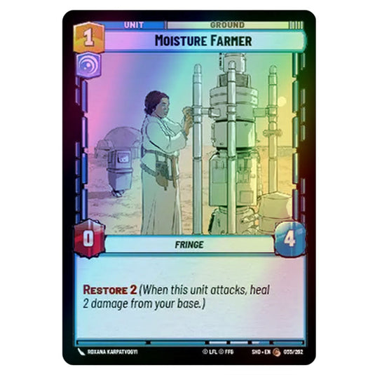 Moisture Farmer 55/262 card from the Star Wars Unlimited set Shadows of the Galaxy