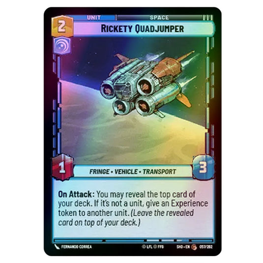 Rickety Quadjumper 57/262 card from the Star Wars Unlimited set Shadows of the Galaxy