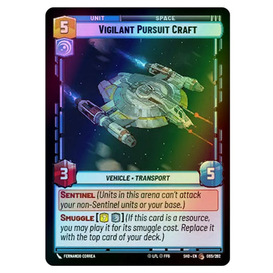 Vigilant Pursuit Craft 65/262 card from the Star Wars Unlimited set Shadows of the Galaxy