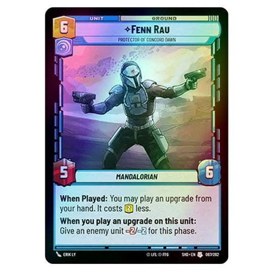 Fenn Rau 67/262 card from the Star Wars Unlimited set Shadows of the Galaxy