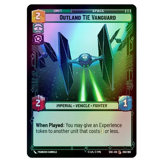 Outland TIE Vanguard 82/262 card from the Star Wars Unlimited set Shadows of the Galaxy