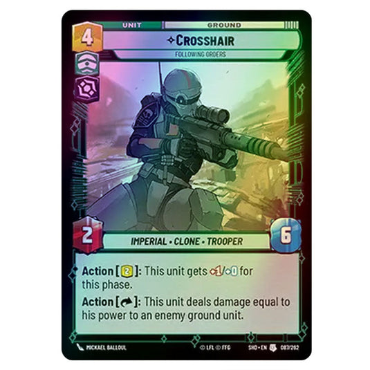 Crosshair 87/262 card from the Star Wars Unlimited set Shadows of the Galaxy