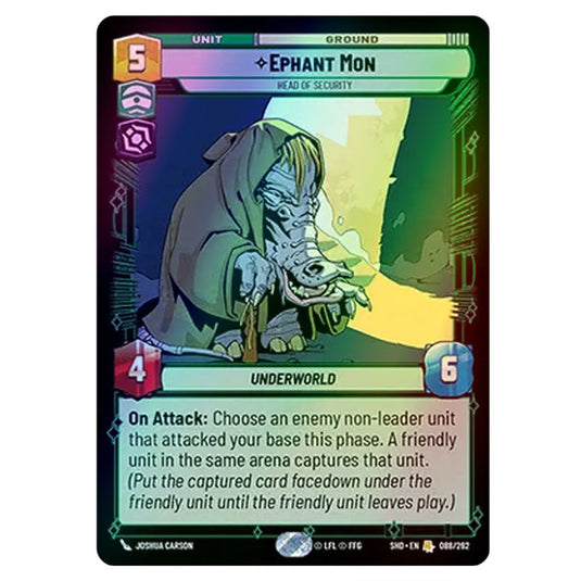 Ephant Mon 88/262 card from the Star Wars Unlimited set Shadows of the Galaxy