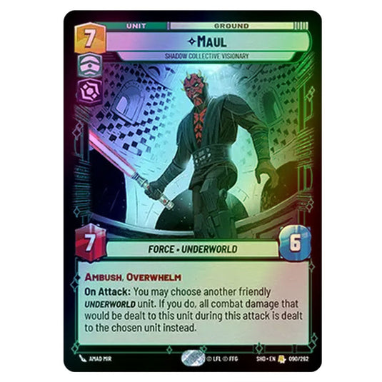 Maul 90/262 card from the Star Wars Unlimited set Shadows of the Galaxy