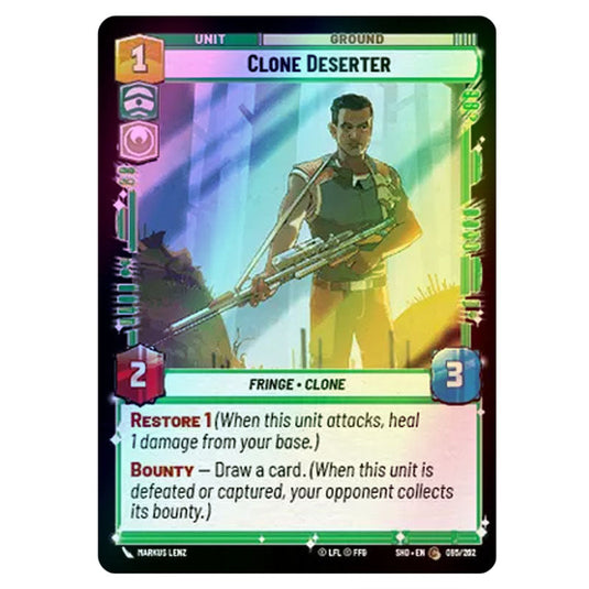 Clone Deserter 95/262 card from the Star Wars Unlimited set Shadows of the Galaxy