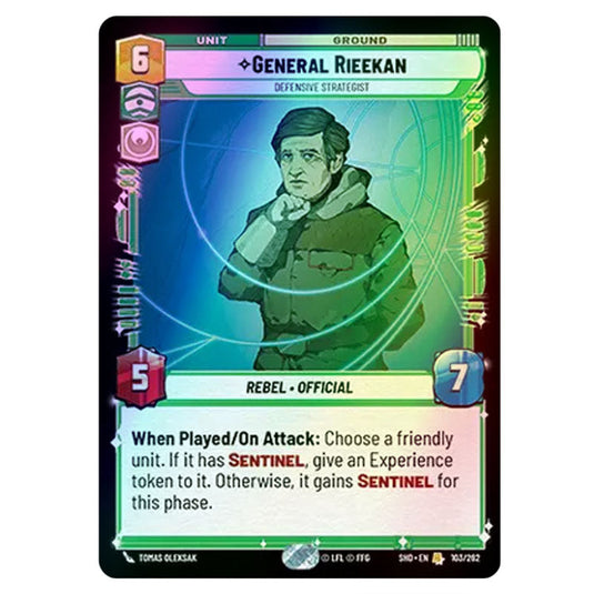 General Rieekan 103/262 card from the Star Wars Unlimited set Shadows of the Galaxy