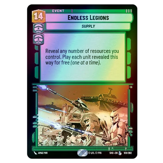 Endless Legions 109/262 card from the Star Wars Unlimited set Shadows of the Galaxy