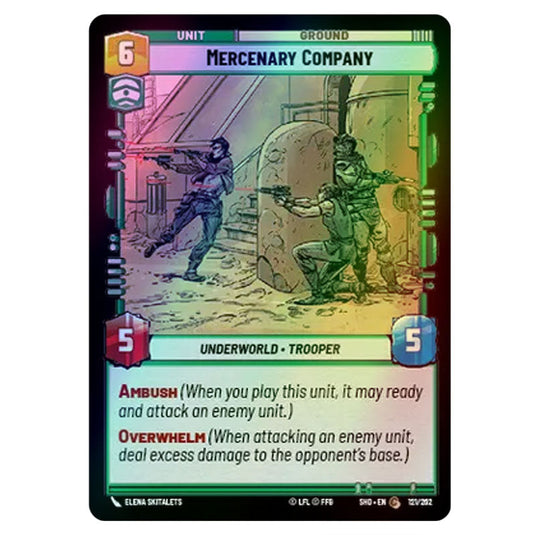 Mercenary Company 121/262 card from the Star Wars Unlimited set Shadows of the Galaxy