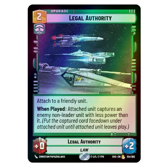 Legal Authority 124/262 card from the Star Wars Unlimited set Shadows of the Galaxy