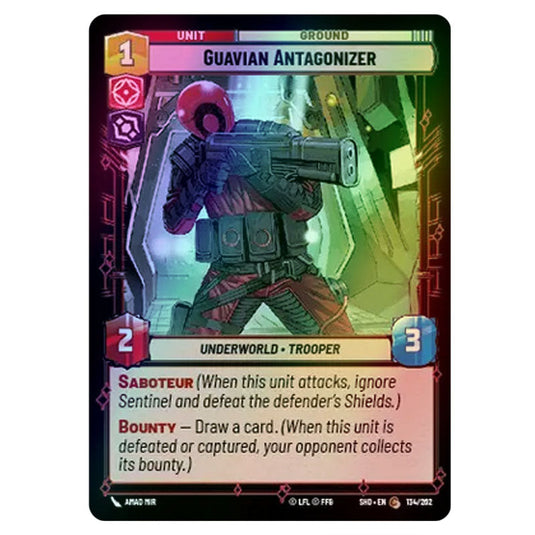 Guavian Antagonizer 134/262 card from the Star Wars Unlimited set Shadows of the Galaxy