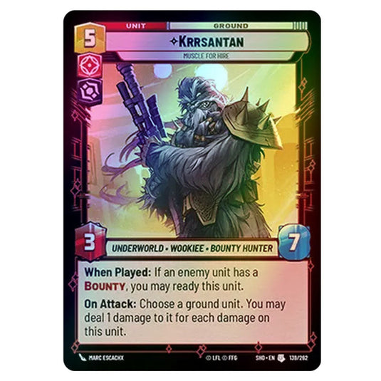 Krrsantan 139/262 card from the Star Wars Unlimited set Shadows of the Galaxy