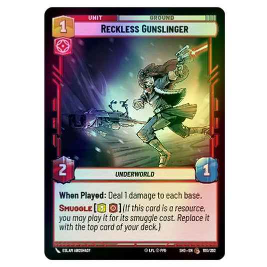 Reckless Gunslinger 160/262 card from the Star Wars Unlimited set Shadows of the Galaxy