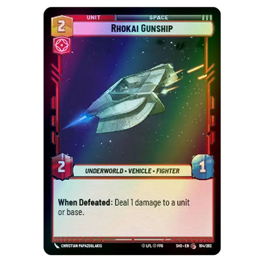 Rhokai Gunship 164/262 card from the Star Wars Unlimited set Shadows of the Galaxy