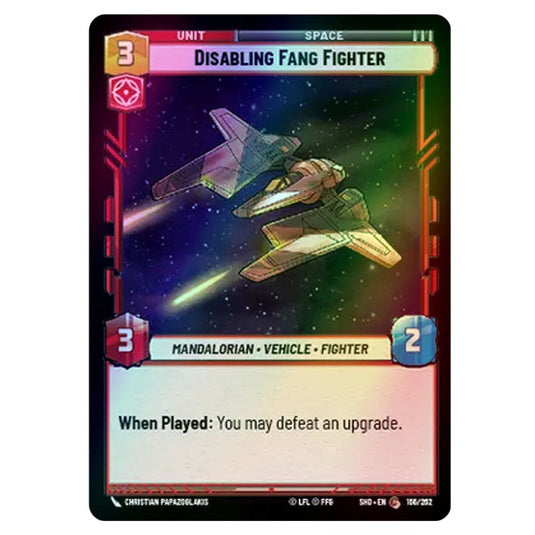 Disabling Fang Fighter 166/262 card from the Star Wars Unlimited set Shadows of the Galaxy