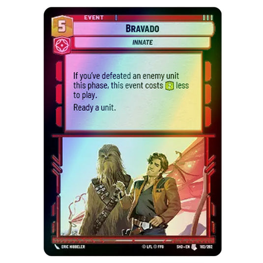 Bravado 182/262 card from the Star Wars Unlimited set Shadows of the Galaxy