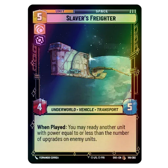 Slaver’s Freighter 189/262 card from the Star Wars Unlimited set Shadows of the Galaxy