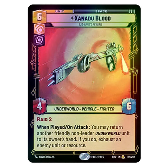 Xanadu Blood 191/262 card from the Star Wars Unlimited set Shadows of the Galaxy