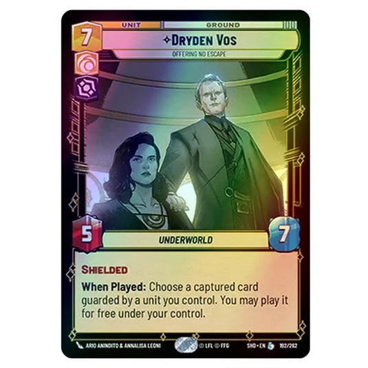 Dryden Vos 192/262 card from the Star Wars Unlimited set Shadows of the Galaxy