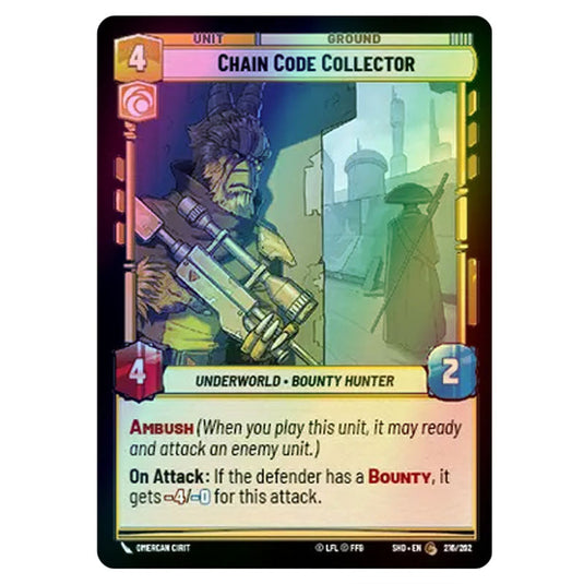 Chain Code Collector 216/262 card from the Star Wars Unlimited set Shadows of the Galaxy