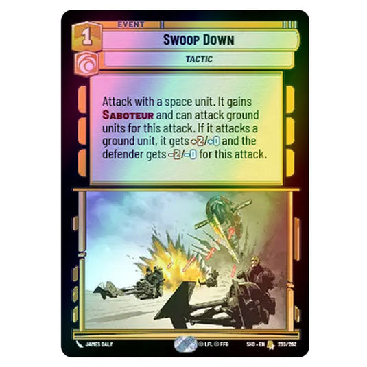 Swoop Down 230/262 card from the Star Wars Unlimited set Shadows of the Galaxy