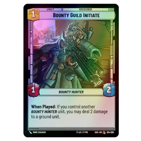 Bounty Guild Initiate 254/262 card from the Star Wars Unlimited set Shadows of the Galaxy