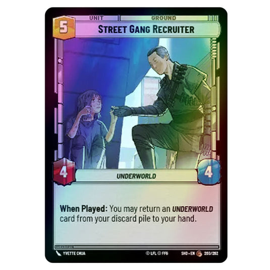 Street Gang Recruiter 260/262 card from the Star Wars Unlimited set Shadows of the Galaxy