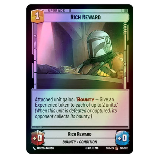 Rich Reward 261/262 card from the Star Wars Unlimited set Shadows of the Galaxy