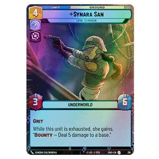 Synara San 310 card from the Star Wars Unlimited set Shadows of the Galaxy