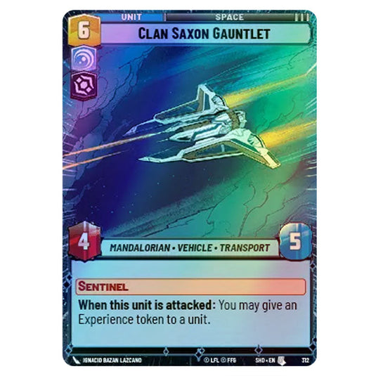 Clan Saxon Gauntlet 312 card from the Star Wars Unlimited set Shadows of the Galaxy