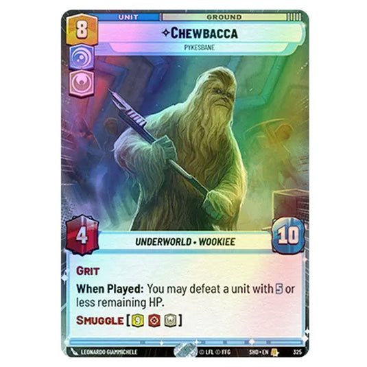 Chewbacca 325 card from the Star Wars Unlimited set Shadows of the Galaxy