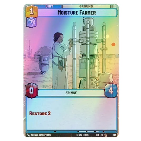 Moisture Farmer 330 card from the Star Wars Unlimited set Shadows of the Galaxy