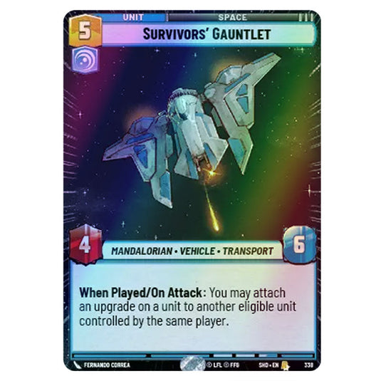 Survivors’ Gauntlet 338 card from the Star Wars Unlimited set Shadows of the Galaxy