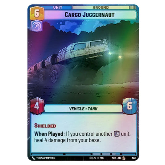 Cargo Juggernaut 340 card from the Star Wars Unlimited set Shadows of the Galaxy