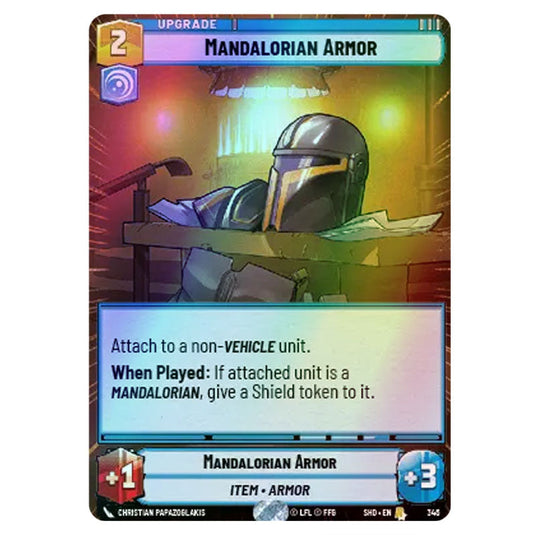 Mandalorian Armor 346 card from the Star Wars Unlimited set Shadows of the Galaxy